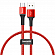 Кабель MicroUSB - USB 2.0 для зарядки 0,25 м 3А плетеный Baseus Halo (быстрая зарядка QC 3.0) красный