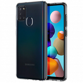 Чехол для Samsung Galaxy A21s гелевый ультратонкий Spigen Liquid Crystal прозрачный