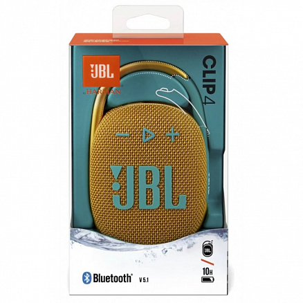 Портативная колонка JBL Clip 4 с защитой от воды желтая