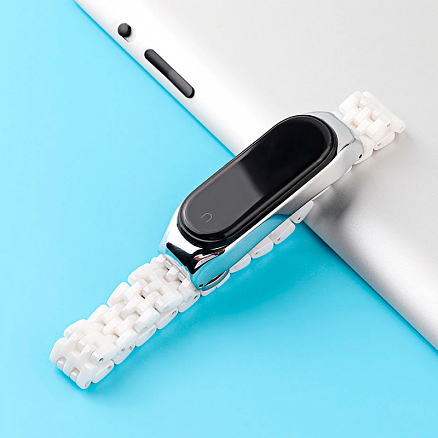 Сменный браслет для Xiaomi Mi Smart Band 5, 6 керамический Nova Ceramic белый
