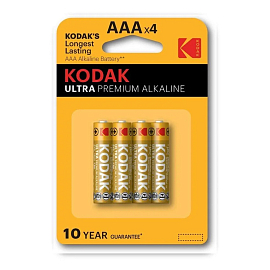 Батарейка LR03 Alkaline (пальчиковая маленькая AAA) Kodak Ultra Premium упаковка 4 шт.