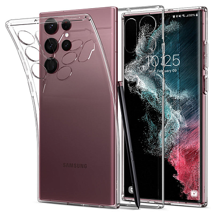 Чехол для Samsung Galaxy S22 Ultra гелевый ультратонкий Spigen SGP Liquid Crystal прозрачный