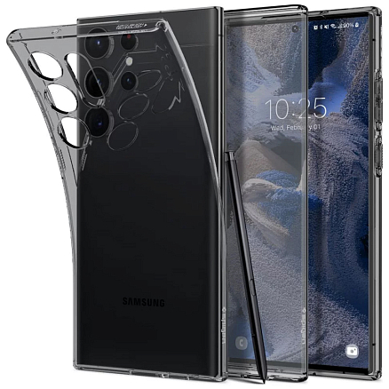 Чехол для Samsung Galaxy S23 Ultra гелевый ультратонкий Spigen Liquid Crystal прозрачный черный