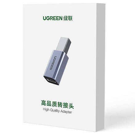 Переходник USB B - Type-C (папа - мама) Ugreen US382 серый