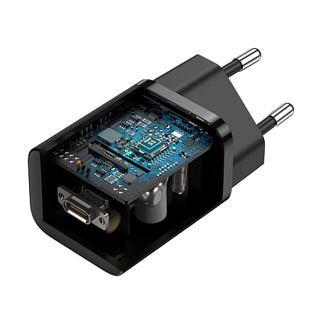 Зарядное устройство сетевое Type-C 25W с кабелем Baseus Super Si (быстрая зарядка PD) черное