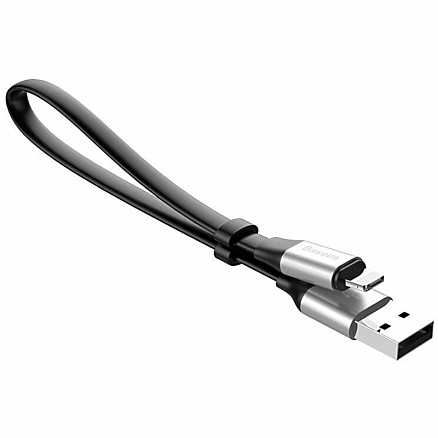 Кабель USB - MicroUSB, Lightning для зарядки 23 см 2А плоский Baseus Portable серый