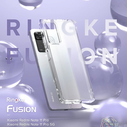 Чехол для Xiaomi Redmi Note 11 Pro, 11 Pro 5G гибридный Ringke Fusion прозрачный матовый