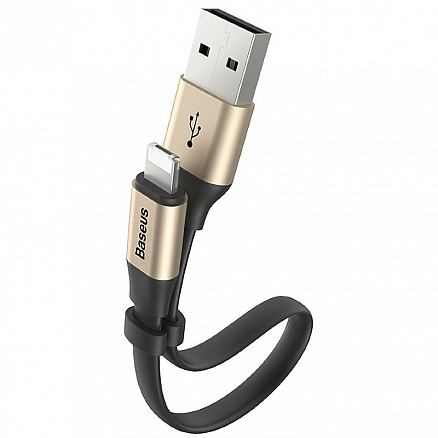 Кабель USB - MicroUSB, Lightning для зарядки 23 см 2А плоский Baseus Portable золотистый