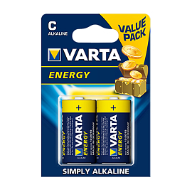 Батарейка LR14 Alkaline (бочка маленькая C) Varta Energy упаковка 2 шт.