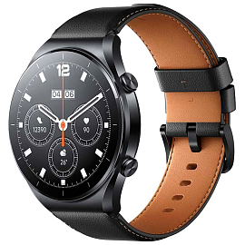 Умные часы Xiaomi Watch S1 черные с черно-коричневым ремешком