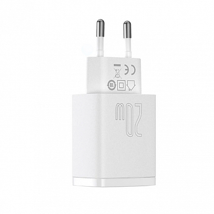 Зарядное устройство сетевое с USB и Type-C входами 3А 20W Baseus Compact CCXJ-B02 (быстрая зарядка PD 3.0, QC 3.0) белое