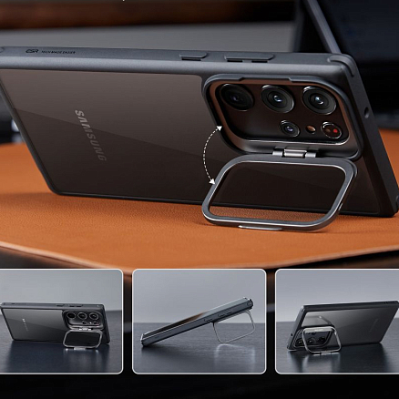 Чехол для Samsung Galaxy S23 Ultra гибридный с подставкой ESR Classic прозрачно-черный