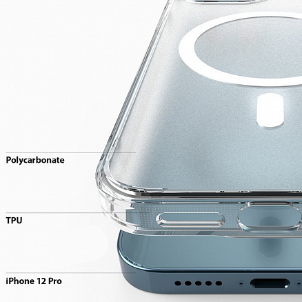 Чехол для iPhone 12, 12 Pro гибридный Ringke Fusion Magnetic MagSafe прозрачный матовый