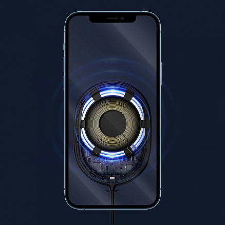 Беспроводная магнитная зарядка MagSafe для iPhone 15W с Type-C Baseus Light BS-W518 черная