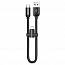 Кабель USB - Type-C + переходник на Lightning для зарядки 23 см 2.4А плетеный Baseus U-Shaped черный