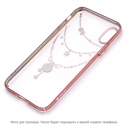 Чехол для iPhone X, XS пластиковый Devia Shell прозрачный с розовым золотом