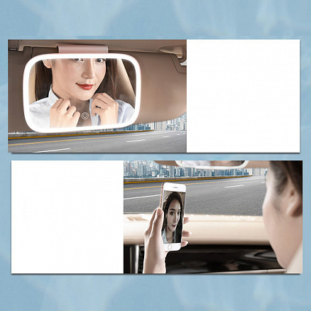 Зеркало для макияжа с подсветкой на козырек автомобиля Baseus Delicate Queen Touch-up розовое