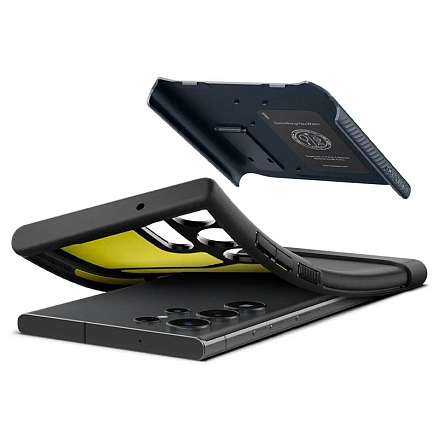 Чехол для Samsung Galaxy S23 Ultra гибридный с подставкой Spigen Slim Armor серый