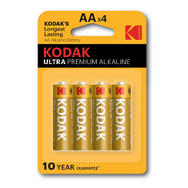 Батарейка LR6 Alkaline (пальчиковая большая AA) Kodak Ultra Premium упаковка 4 шт.
