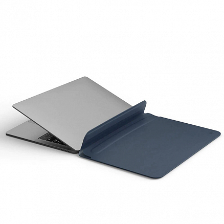 Чехол для Apple MacBook Air 13 A1466, A1369 кожаный футляр WiWU Skin Pro II темно-синий