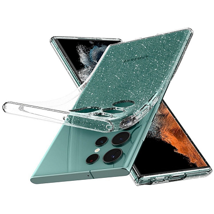 Чехол для Samsung Galaxy S22 Ultra гелевый с блестками Spigen Liquid Crystal Glitter прозрачный