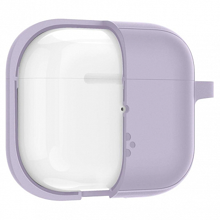 Чехол для наушников AirPods 3 силиконовый с карабином Spigen Silicone Fit фиолетовый