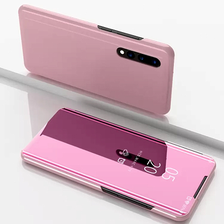 Чехол для Huawei P30 кожаный - книжка CASE Smart View розовое золото
