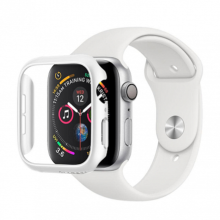 Чехол для Apple Watch 44 мм пластиковый тонкий Spigen Thin Fit белый