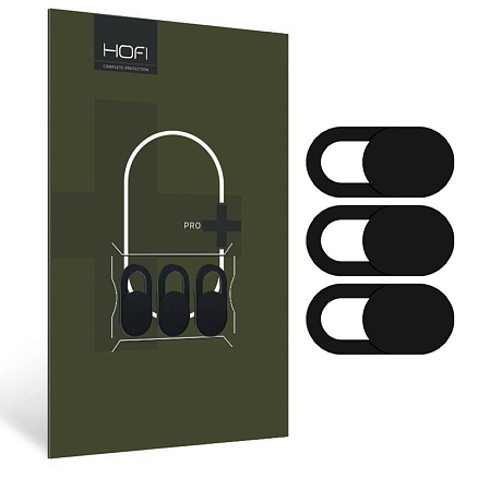 Защитная крышка для передней камеры телефона, планшета или ноутбука Hofi Slim Pro+ черная 3 шт.