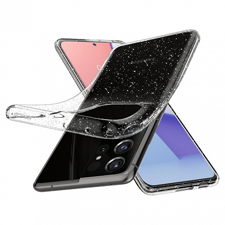 Чехол для Samsung Galaxy S21 Ultra гелевый с блестками Spigen SGP Liquid Crystal Glitter прозрачный