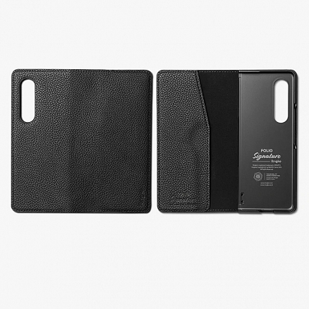Чехол для Samsung Galaxy Z Fold 3 из натуральной кожи - книжка Ringke Signature черный