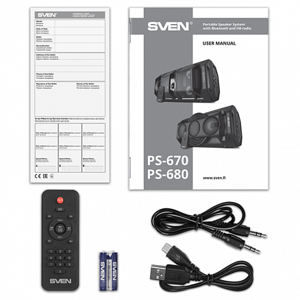 Портативная акустическая система Sven PS-680 с подсветкой, FM-радио, USB и поддержкой MicroSD карт черная
