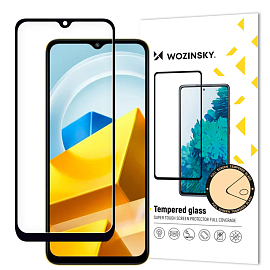 Защитное стекло для Xiaomi Poco M5 на весь экран противоударное Wozinsky Full Glue черное