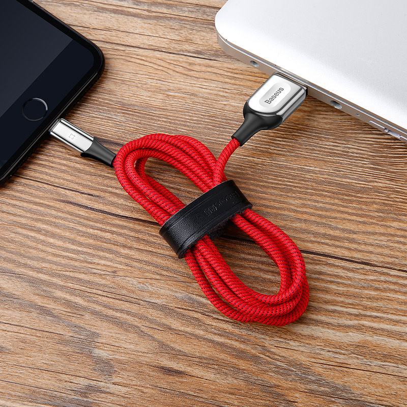 

Кабель USB - Lightning для зарядки iPhone 1 м 2.4А плетеный Baseus X-Type красный