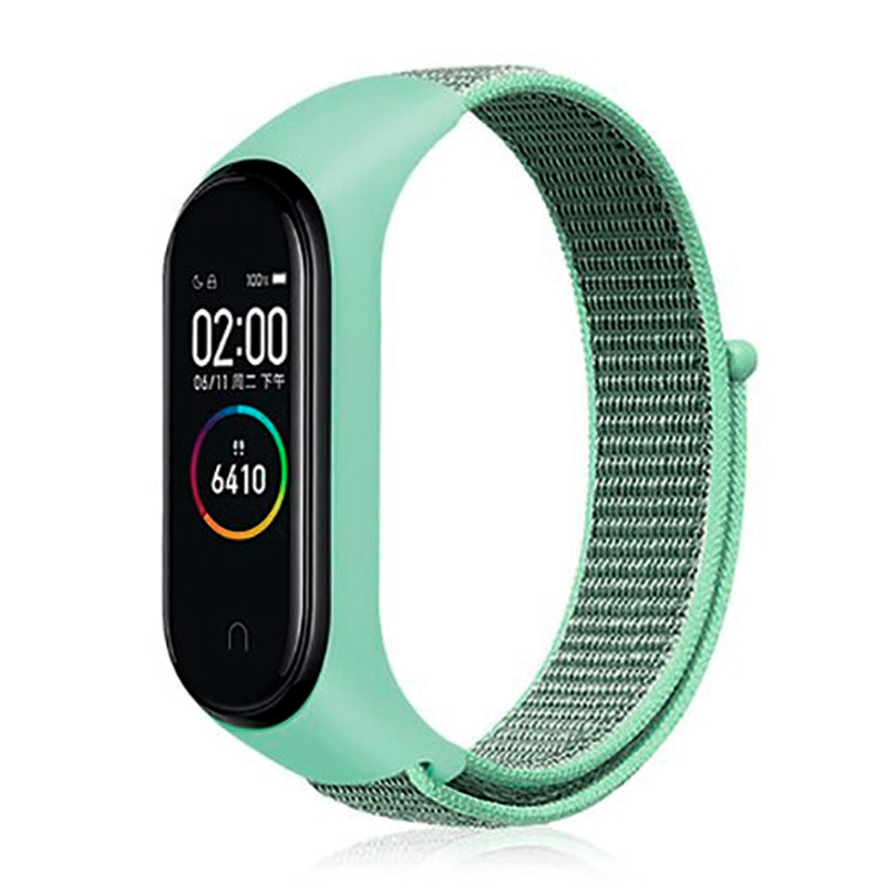 

Сменный браслет для Xiaomi Mi Smart Band 5, 6 текстильный Nova Nylon Loop бирюзово-серый