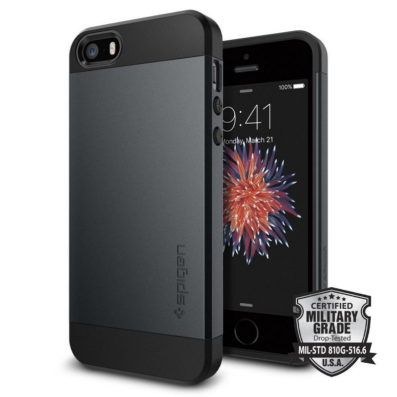 

Чехол для iPhone 5, 5S, SE гибридный тонкий Spigen SGP Slim Armor черно-графитовый