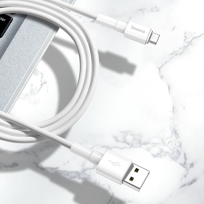 

Кабель USB - MicroUSB для зарядки 1 м 2.4А Baseus Mini белый