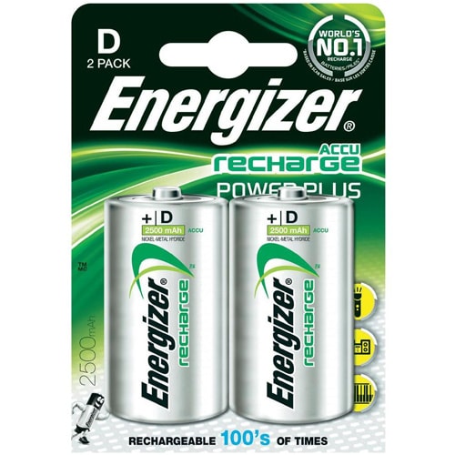 

Аккумуляторы D (большие бочки) Ni-Mh 2500мАч Energizer Rech Power Plus комплект 2 шт.