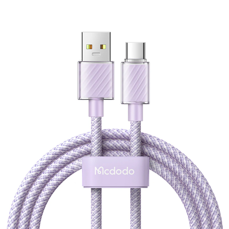 Кабель Type-C - USB 2.0 для зарядки 1,2 м 6А 100W плетеный McDodo CA-3652 (быстрая зарядка Huawei, QC) фиолетовый