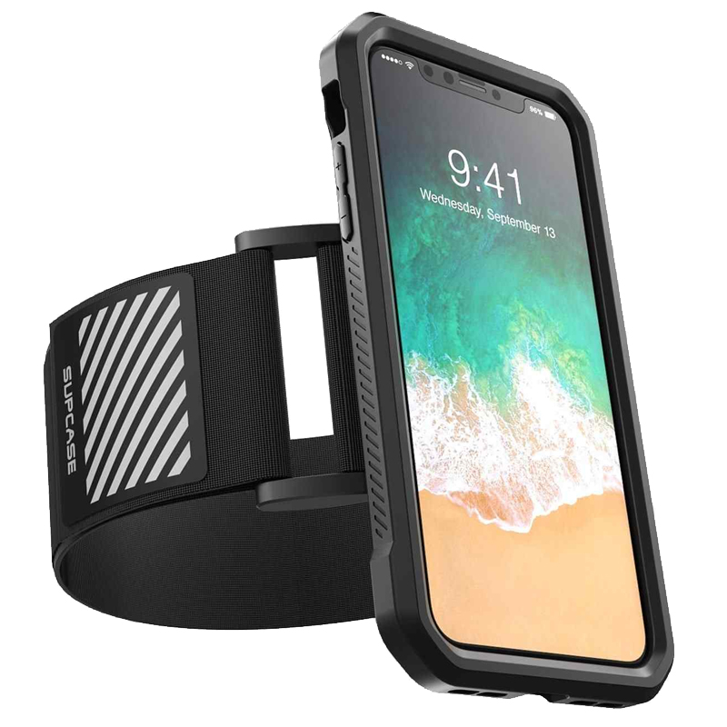 

Чехол для iPhone X, XS с защитой экрана 2 в 1 с креплением на руку Supcase Sport Armband черный