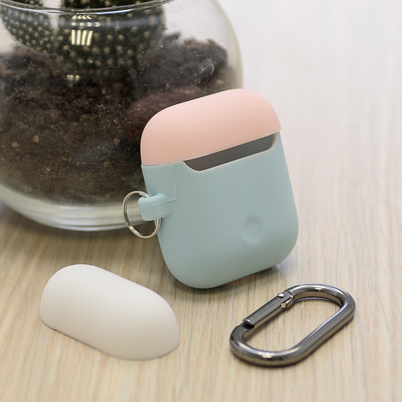 

Чехол для наушников AirPods силиконовый Nova Pastel Trio розово-голубой