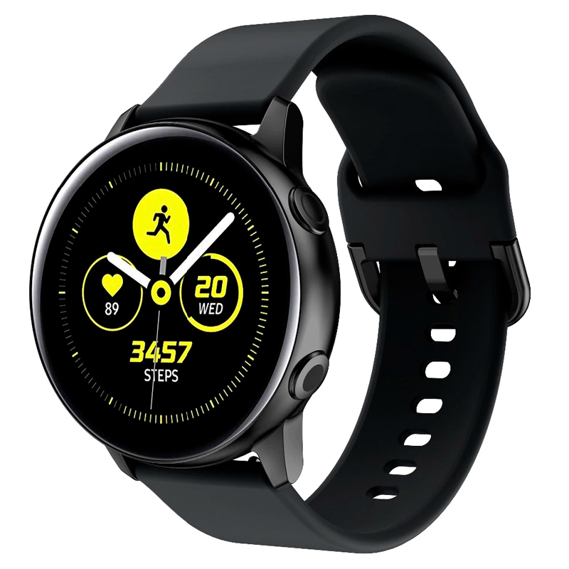 

Ремешок-браслет для Samsung Galaxy Watch 42 мм, Active, Active 2 40 мм и 44 мм силиконовый черный