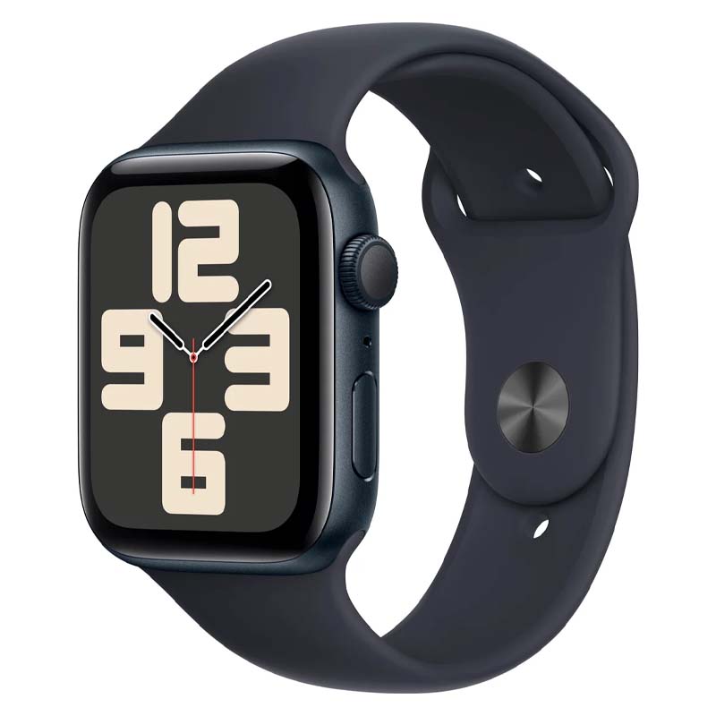 Умные часы Apple Watch SE 2 GPS 2024 44 мм с силиконовым ремешком S/M черные