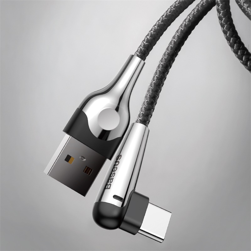 

Кабель Type-C - USB 2.0 для зарядки 1 м 3А плетеный с угловым штекером Baseus Sharp-bird (быстрая зарядка QC 3.0) черный