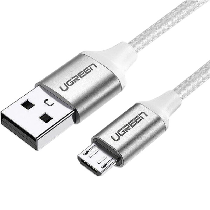 

Кабель USB - MicroUSB для зарядки 1,5 м 2.4А 18W плетеный Ugreen US290 (быстрая зарядка QC 3.0) белый