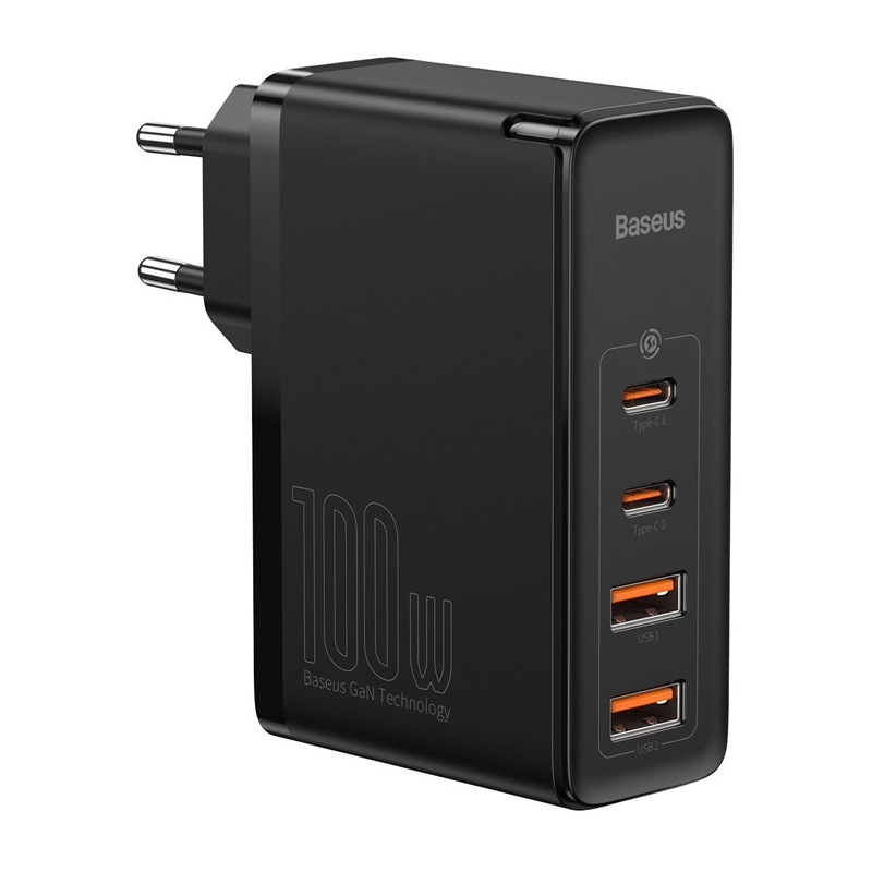 

Зарядное устройство сетевое с USB и двумя Type-C входами 3А 100W и Type-C кабелем Baseus GaN2 Pro (быстрая зарядка QC, PD) черное