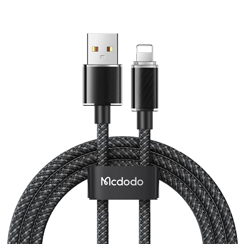 Кабель USB - Lightning для зарядки iPhone 1,2 м 3A 12W плетеный McDodo CA-3640 черный