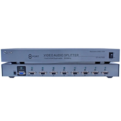 

VGA Splitter (разветвитель) на 8 портов + Audio (1 VGA вход на 8 VGA выходов) Dtech DT-AU7508