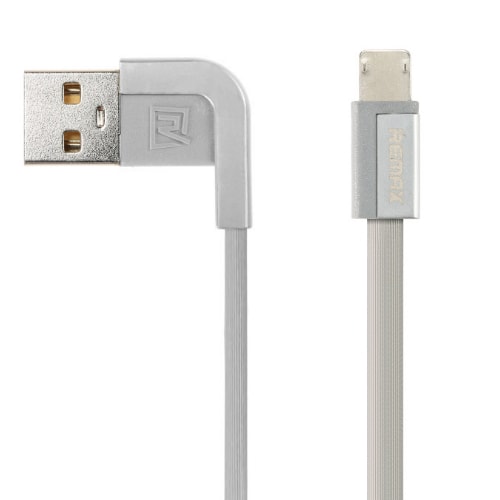 

Кабель USB - Lightning для зарядки iPhone 1 м 2А с угловым USB Remax Cheynn серебристый