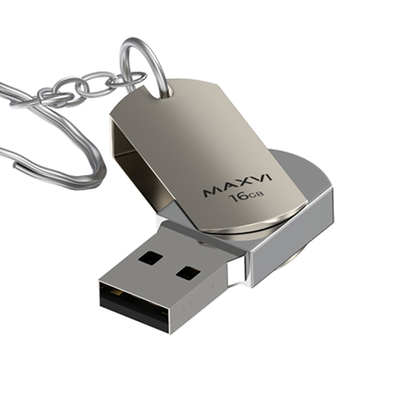 Флешка Maxvi MR 16Gb USB 2.0 металл серебристая